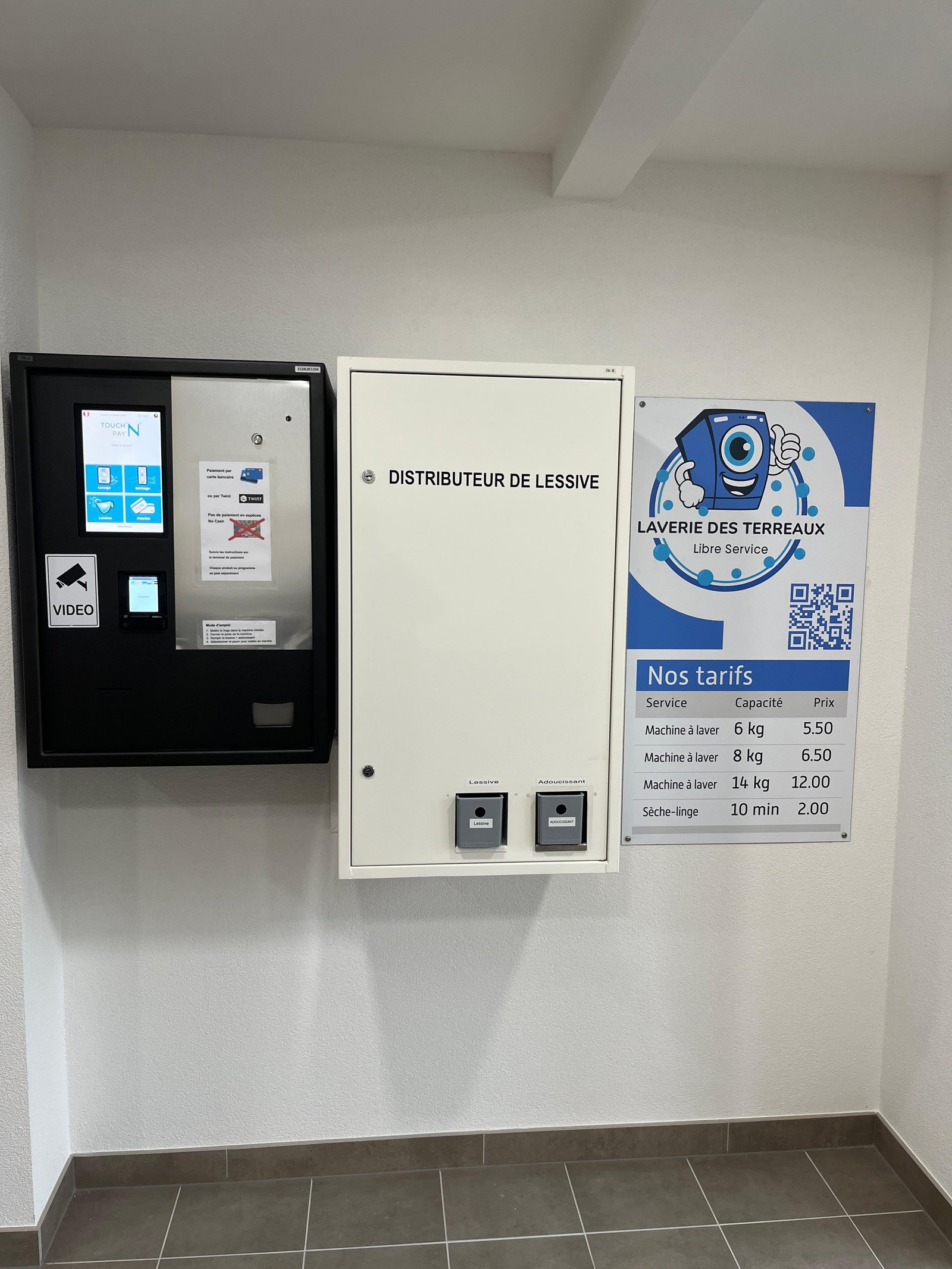 Laverie des Terreaux - Moyen de paiement carte, twint et distributeur de lessive